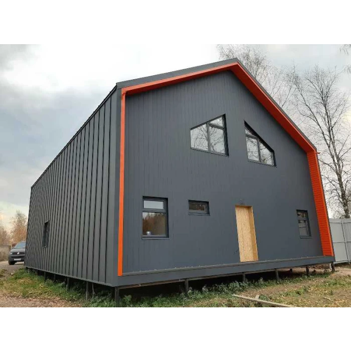 Металлический сайдинг Grand Line Вертикаль 0.45 мм classic Drap ST с пленкой RAL 7024 Мокрый асфальт